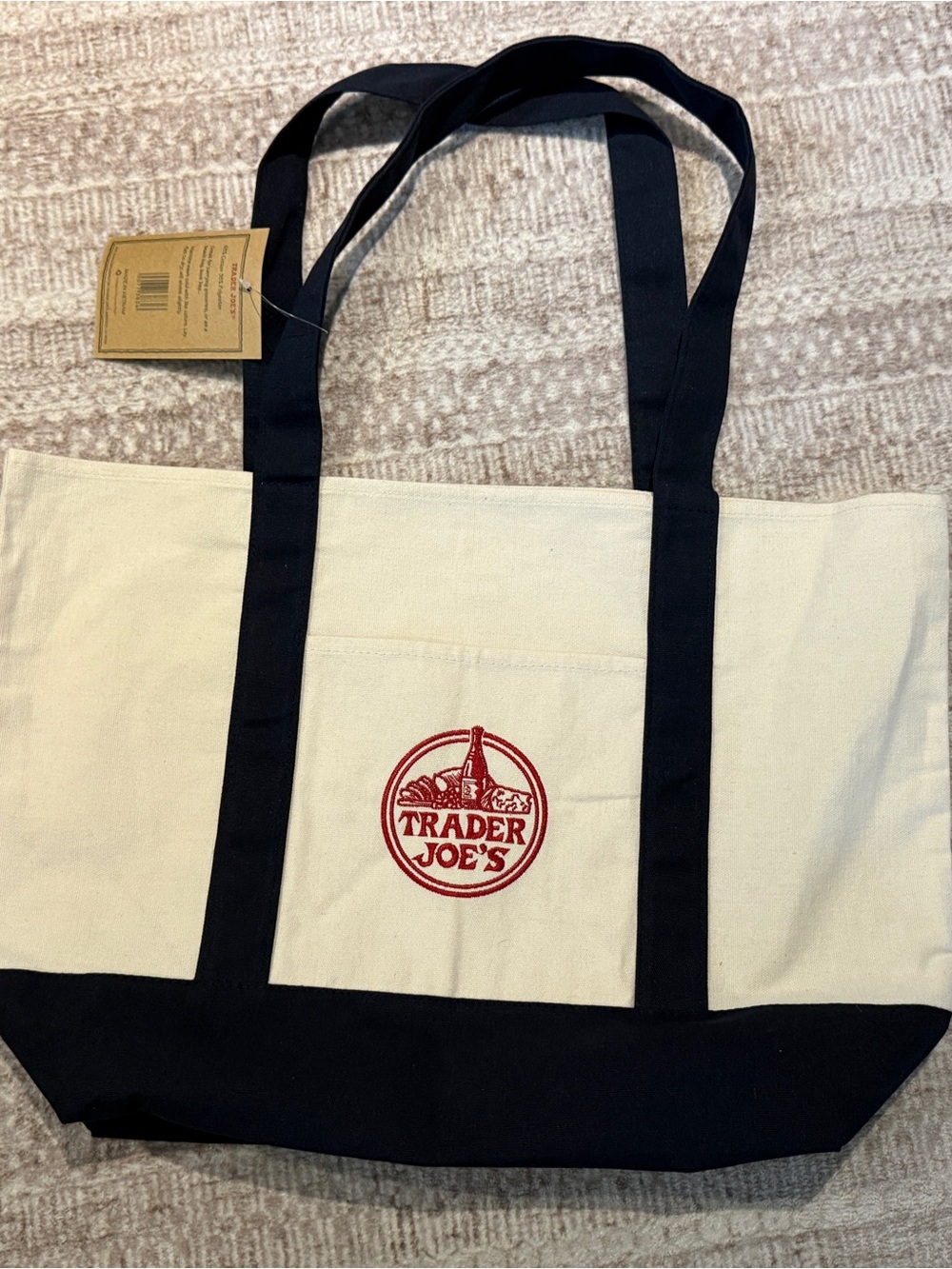 Trader Joe’s Large Shoulder Bag Dark Navy / Cream